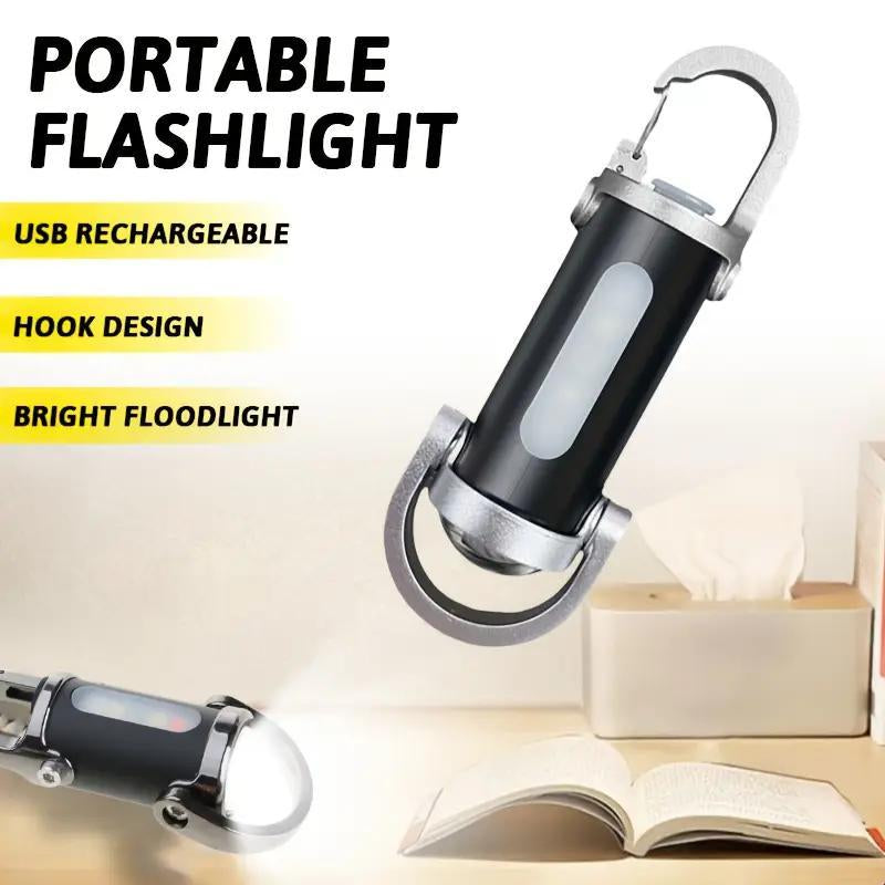 LED Flashlight Keychain Light, USB-C Rechargeable Torch with Hanging Hook, 200 Lumens Super Bright, Compact Emergency Lantern for Camping, Hiking, Home, Office, Power Outages - Long Runtime LED Flashlight, Hiking Essentials, Modern Lighting, Durable Build