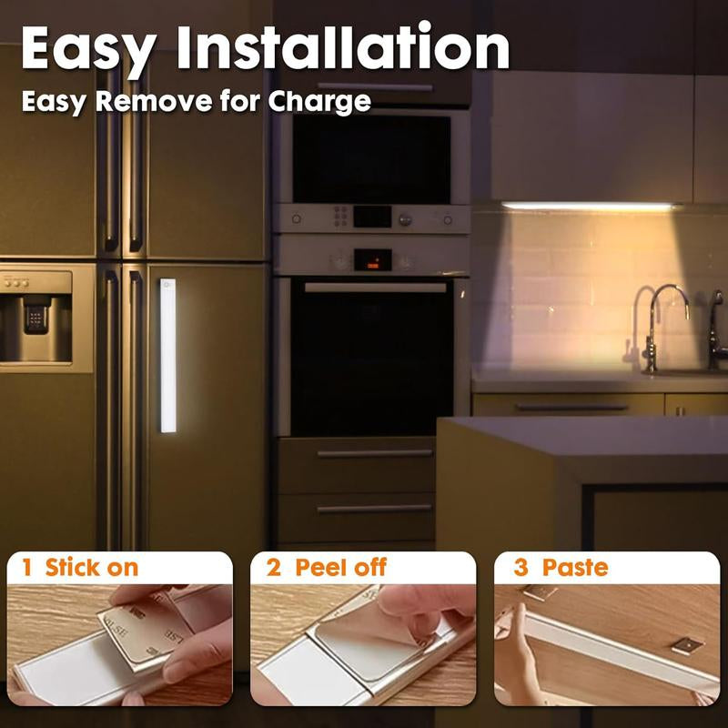 2-Pack LED Motion Sensor Under-Cabinet Lights L Wireless USB Rechargeable Kitchen Night Lights Wardrobe/Closet/Cabinet Lighting,Light Led,Waterproof Dimmable Outdoor String Lights