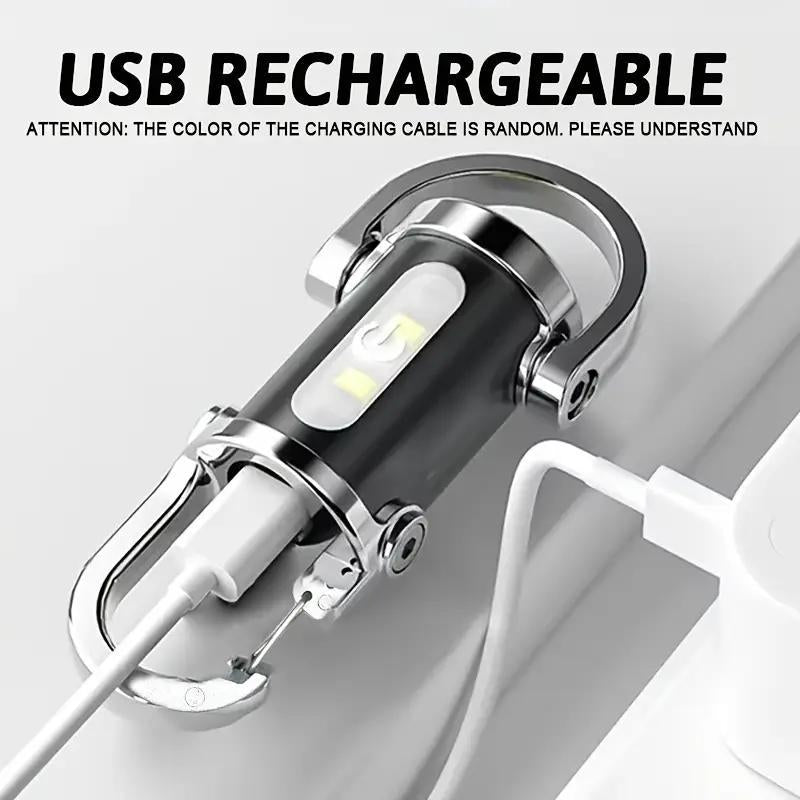 LED Flashlight Keychain Light, USB-C Rechargeable Torch with Hanging Hook, 200 Lumens Super Bright, Compact Emergency Lantern for Camping, Hiking, Home, Office, Power Outages - Long Runtime LED Flashlight, Hiking Essentials, Modern Lighting, Durable Build