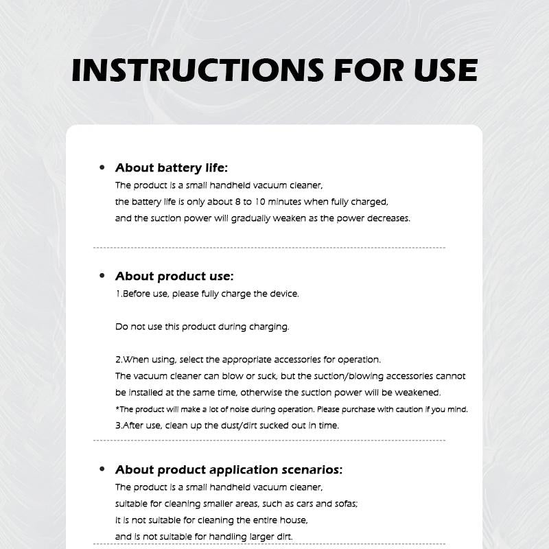 Wireless Handheld Car Vacuum Cleaner, Portable Rechargeable Home Vacuum Cleaner, Mini Vacuum Cleaner, Small Household Cleaning Tool.