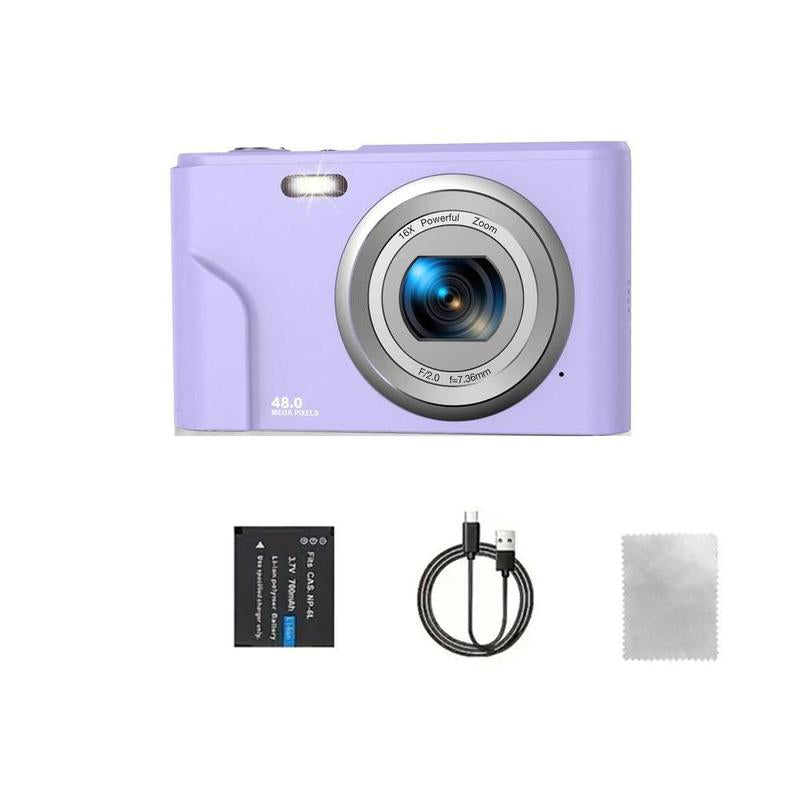 16X Digital Camera, Rechargeable 1080P FHD Camera, High Speed TF Storage Card, 1 Count Digital Point and Shoot Camera with 16X Zoom anti Shake for Boys Girls, Tech Gadgets