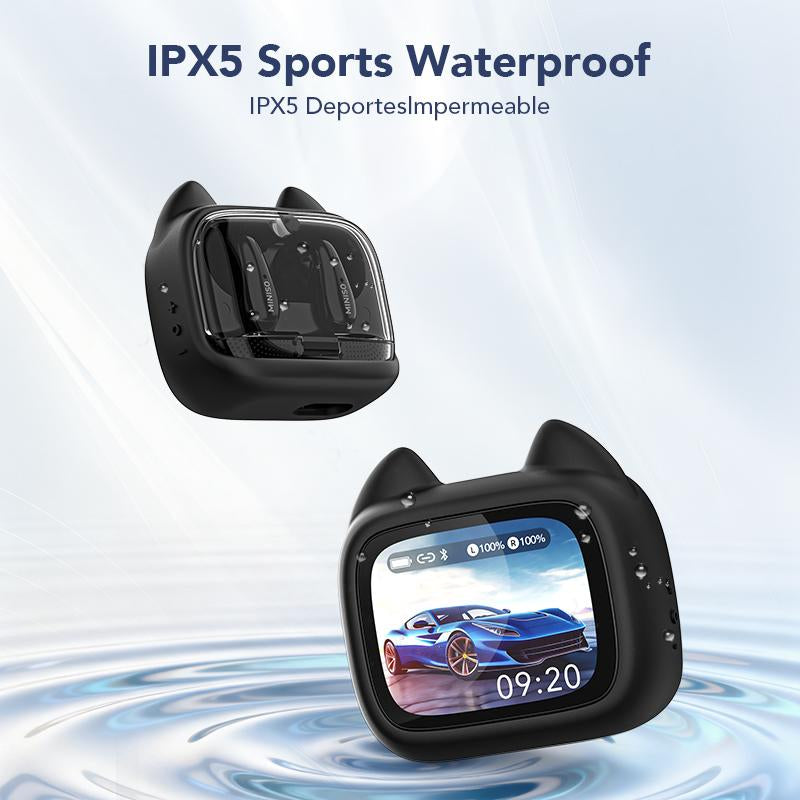 MINISO MS102 Bluetooth Headphones 6.0 with LED Display High-Fidelity Wireless IPX5 Waterproof Noise-Canceling Microphone Stereo In-Ear for Office Sports Study