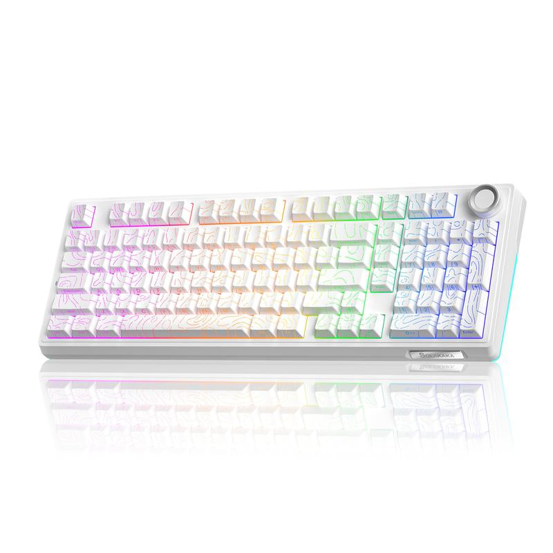 SOLAKAKA KI99 Pro 96% Wireless Mechanical Gaming Keyboard RGB Backlit Tri-Mode Hot-Swappable Gasket Structure Creamy Beige White for PC Laptop Fallfreshness
