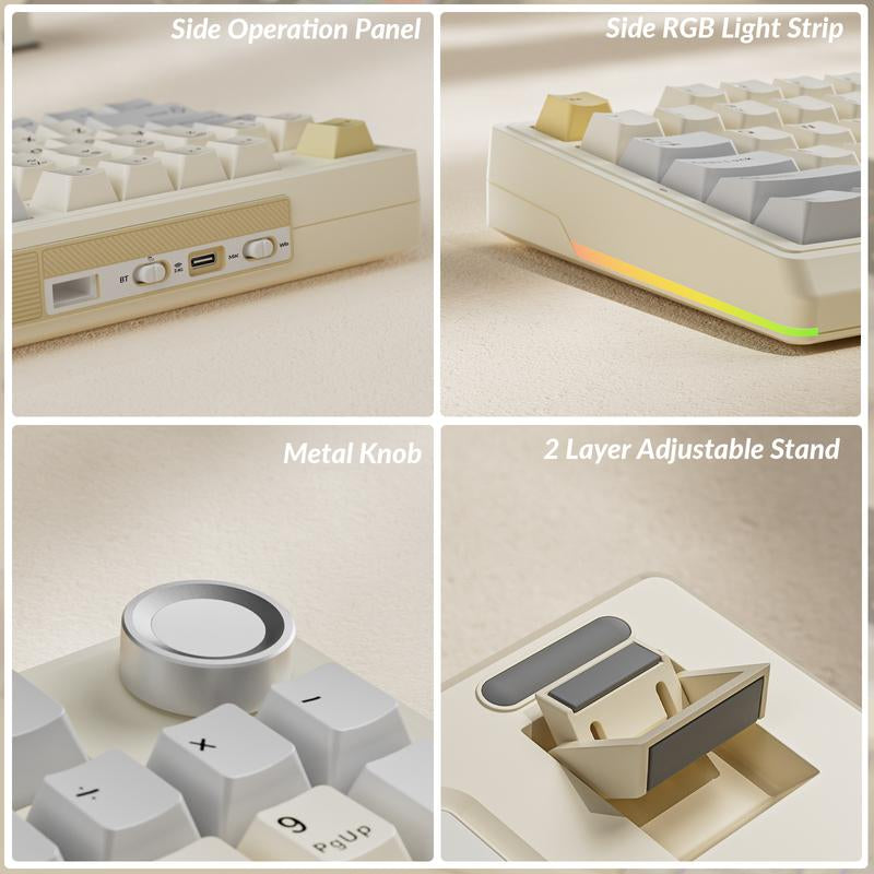 SOLAKAKA KI99 Pro 96% Wireless Mechanical Gaming Keyboard RGB Backlit Tri-Mode Hot-Swappable Gasket Structure Creamy Beige White for PC Laptop Fallfreshness
