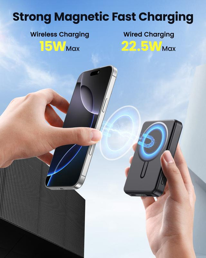 Crazywhale Power Bank Ultra Slim 12000Mah Magsafe Portable Charger 3-In-1 Magnetic Battery Pack PD 22.5W Card-Size Magnetic Battery Pack for Iphone 17 Pro Max /17 Air/16/15/14/13/12 Ipad Android Gadgets