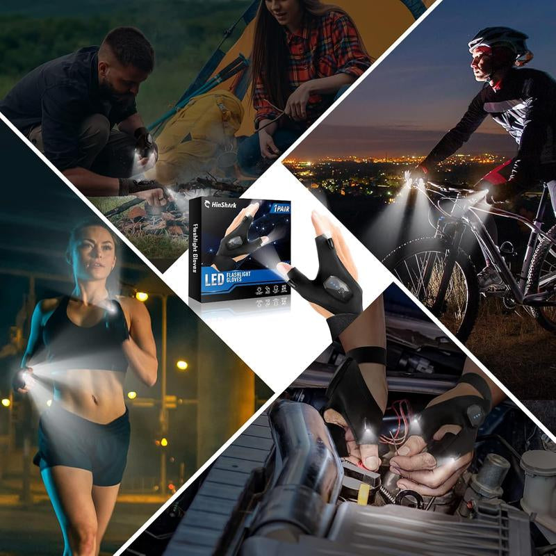 Hinshark Fathers Gifts for Men, LED Flashlight Gloves Rechargeable, Dad Gifts for Fathers Day, Birthday Gifts for Dad Husband Grandpa Boyfriend, Unique Camping Fishing Gifts Cool Gadgets Tools Hinshark