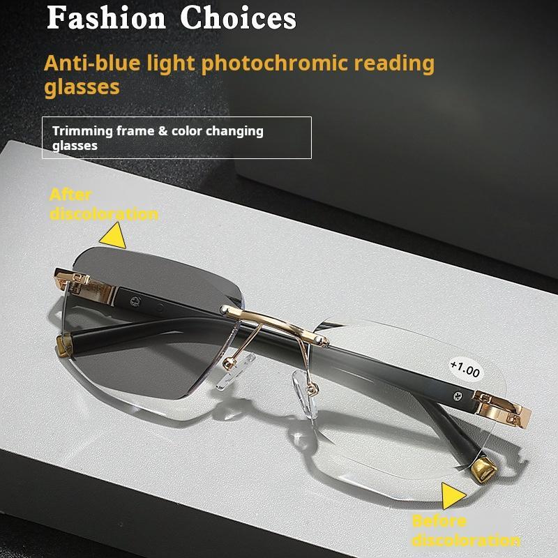 Frameless Smart Zoom Reading Glasses for Men & Women High-Definition Eye Protection Blue Light Filter Silicone Nose Pads Ergonomic Design Crystal Clear Vision
