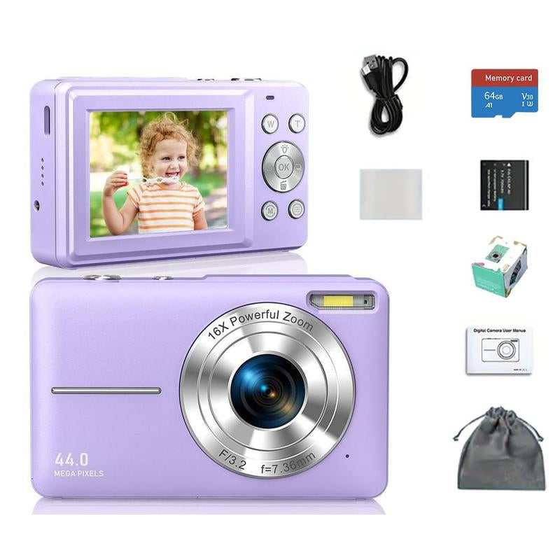 16X Digital Camera, Rechargeable 1080P FHD Camera, High Speed TF Storage Card, 1 Count Digital Point and Shoot Camera with 16X Zoom anti Shake for Boys Girls, Tech Gadgets