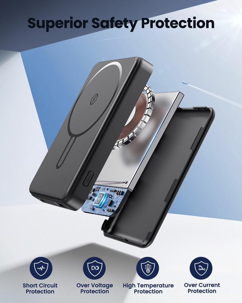 Crazywhale Power Bank Ultra Slim 12000Mah Magsafe Portable Charger 3-In-1 Magnetic Battery Pack PD 22.5W Card-Size Magnetic Battery Pack for Iphone 17 Pro Max /17 Air/16/15/14/13/12 Ipad Android Gadgets