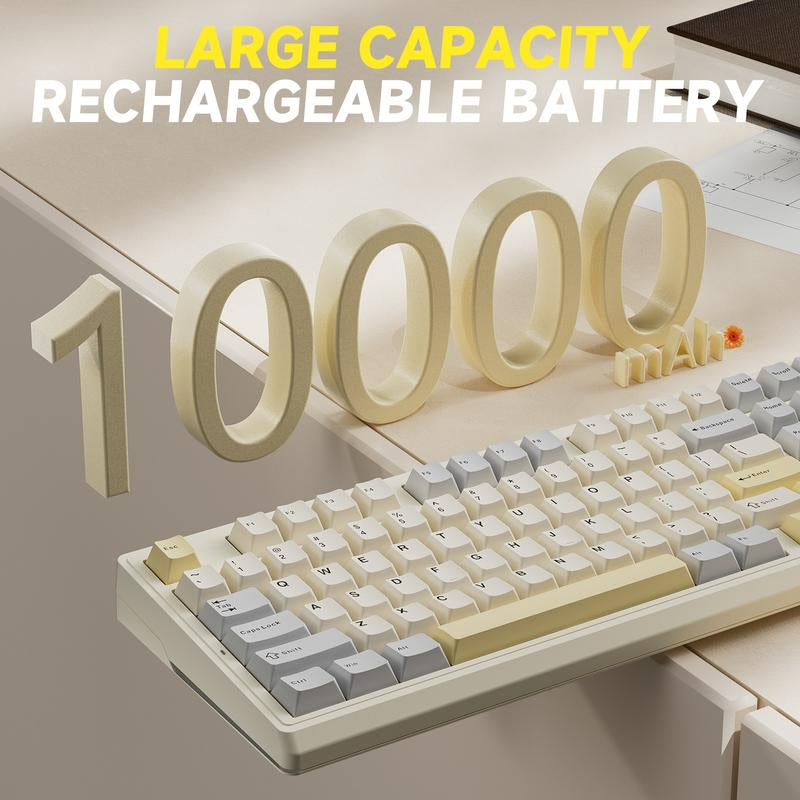SOLAKAKA KI99 Pro 96% Wireless Mechanical Gaming Keyboard RGB Backlit Tri-Mode Hot-Swappable Gasket Structure Creamy Beige White for PC Laptop Fallfreshness