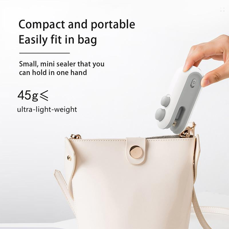 [Holiday Haul] Mini Snack Bag Sealing Machine,2 in 1 Heat USB Rechargeable Snack Bag Selaer,Plastic Electric Bag Sealers, Keep Food Fresh. Portable Sealer Picnics
