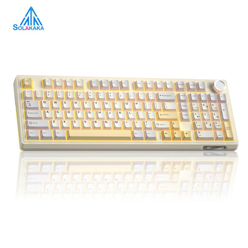 SOLAKAKA KI99 Pro 96% Wireless Mechanical Gaming Keyboard RGB Backlit Tri-Mode Hot-Swappable Gasket Structure Creamy Beige White for PC Laptop Fallfreshness