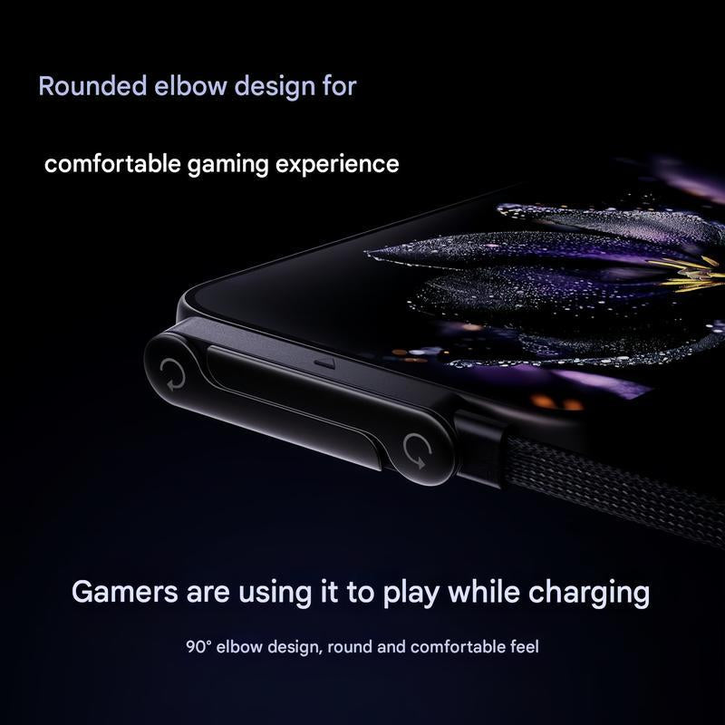 Basemo Invisible Holder Charger Cable with Stand, 240W Super Fast Charging 2-In-1 Fast Charging Cord & Phone Stand for Gaming, Office, Car Travel, Compatible with Iphone Samsung Type-C Charging Cable Black