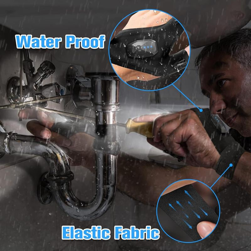 Hinshark Fathers Gifts for Men, LED Flashlight Gloves Rechargeable, Dad Gifts for Fathers Day, Birthday Gifts for Dad Husband Grandpa Boyfriend, Unique Camping Fishing Gifts Cool Gadgets Tools Hinshark