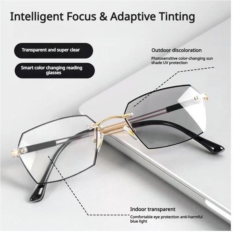 Frameless Smart Zoom Reading Glasses for Men & Women High-Definition Eye Protection Blue Light Filter Silicone Nose Pads Ergonomic Design Crystal Clear Vision