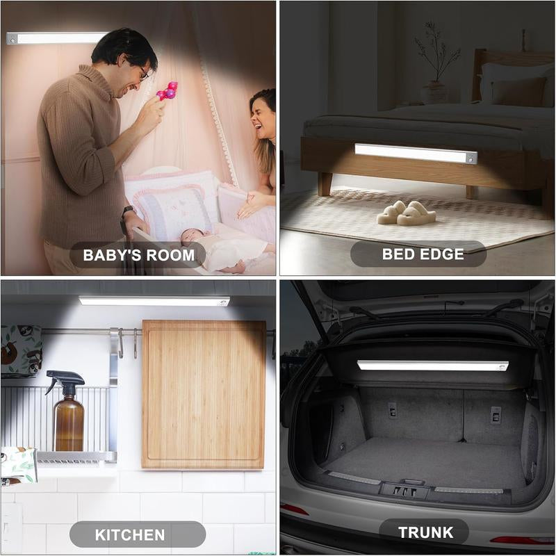 2-Pack LED Motion Sensor Under-Cabinet Lights L Wireless USB Rechargeable Kitchen Night Lights Wardrobe/Closet/Cabinet Lighting,Light Led,Waterproof Dimmable Outdoor String Lights