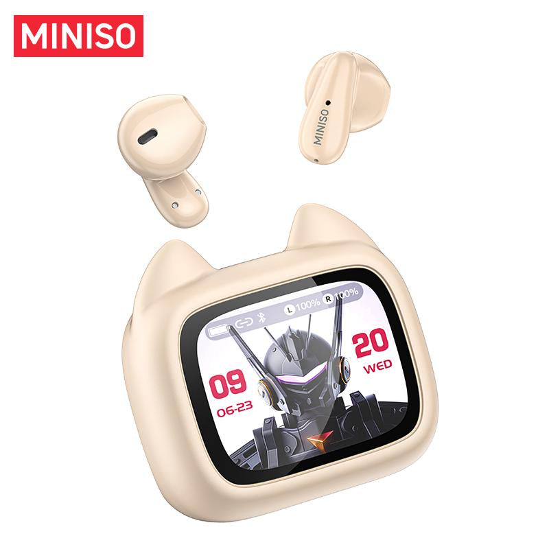 MINISO MS102 Bluetooth Headphones 6.0 with LED Display High-Fidelity Wireless IPX5 Waterproof Noise-Canceling Microphone Stereo In-Ear for Office Sports Study