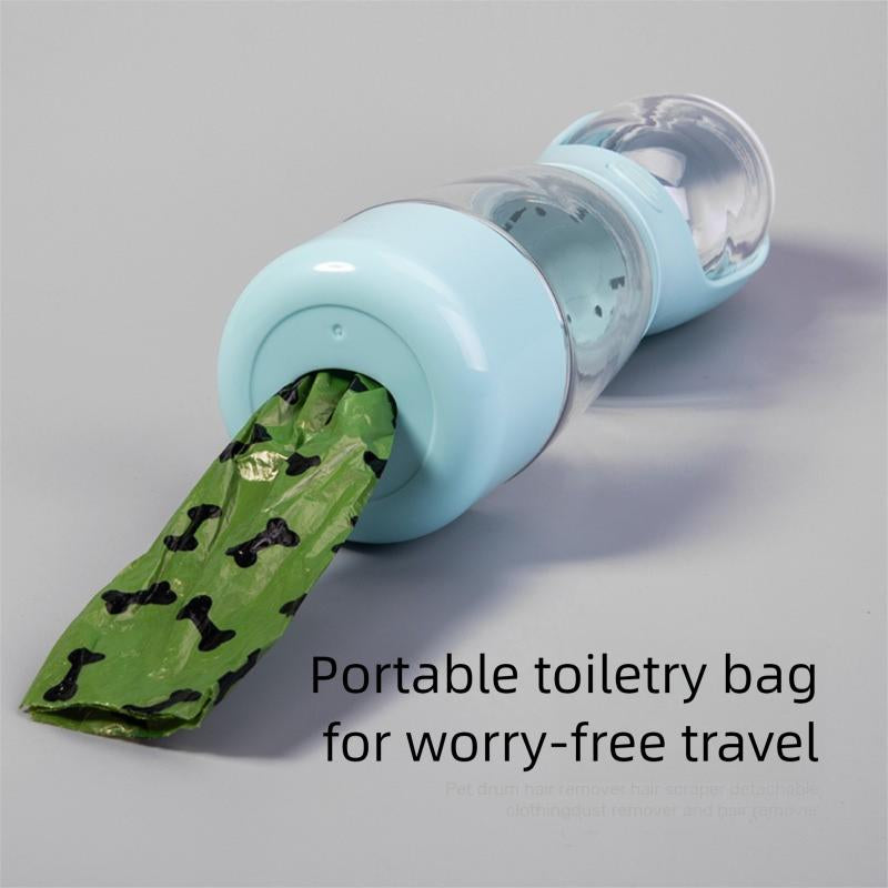 3In1 Pet Water Bottle - Portable 20Oz Leak Proof Container with Poop Bag Dispenser, Ideal for Travel, Hiking, and Outdoor Use