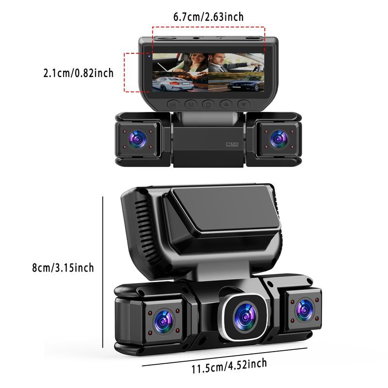 BCUOZ 4-Channel Dash Cam with Enhanced Night Vision Stable Wifi High-Durability Shell 3" IPS Screen 1080P Car DVR 32GB Sd Card GPS Parking Mode Loop Recording