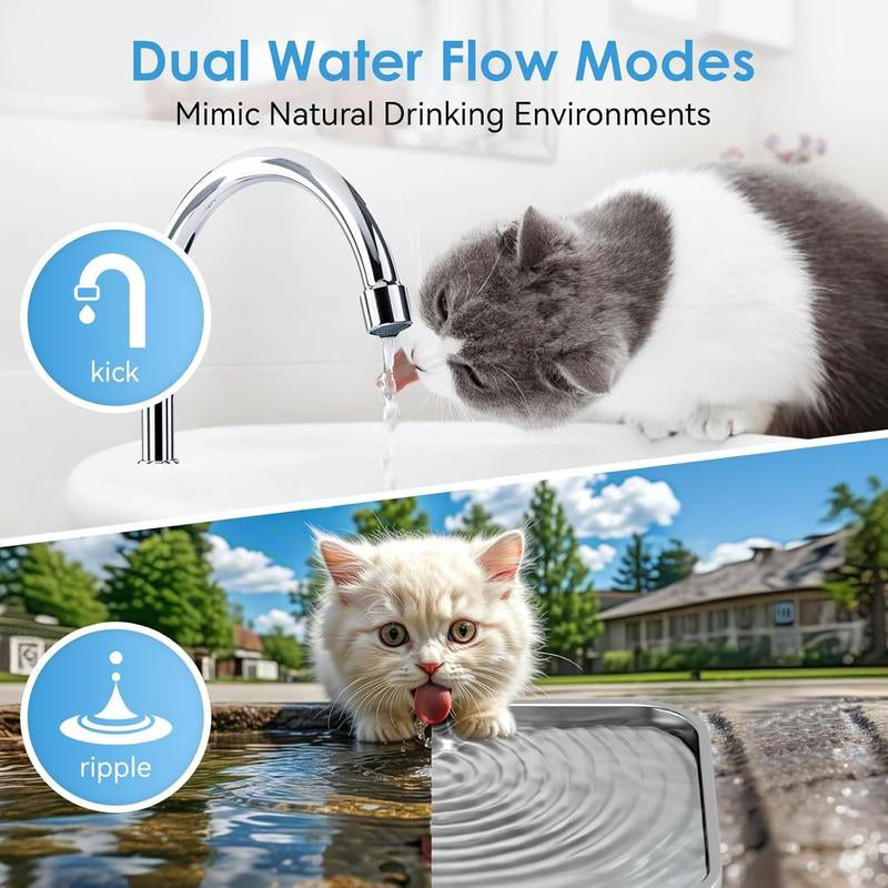 【10,000+ Favorited!】Cat Water Fountain, Flowing Water for Pets to Drink, Quiet Cat Water Dispenser, Automatic Circulating Pet Drinking Fountain for Cats and Dogs, Encourages Hydration Natural Flow Quiet Automatic Circulating Dispenser