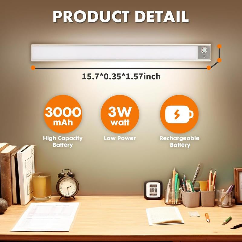 2-Pack LED Motion Sensor Under-Cabinet Lights L Wireless USB Rechargeable Kitchen Night Lights Wardrobe/Closet/Cabinet Lighting,Light Led,Waterproof Dimmable Outdoor String Lights