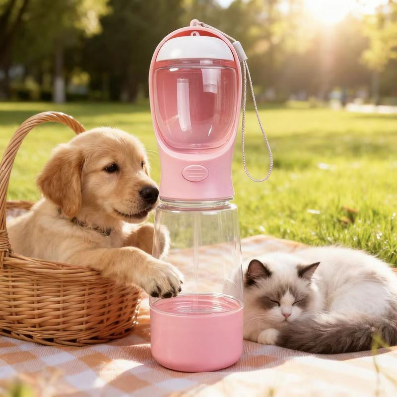 3In1 Pet Water Bottle - Portable 20Oz Leak Proof Container with Poop Bag Dispenser, Ideal for Travel, Hiking, and Outdoor Use