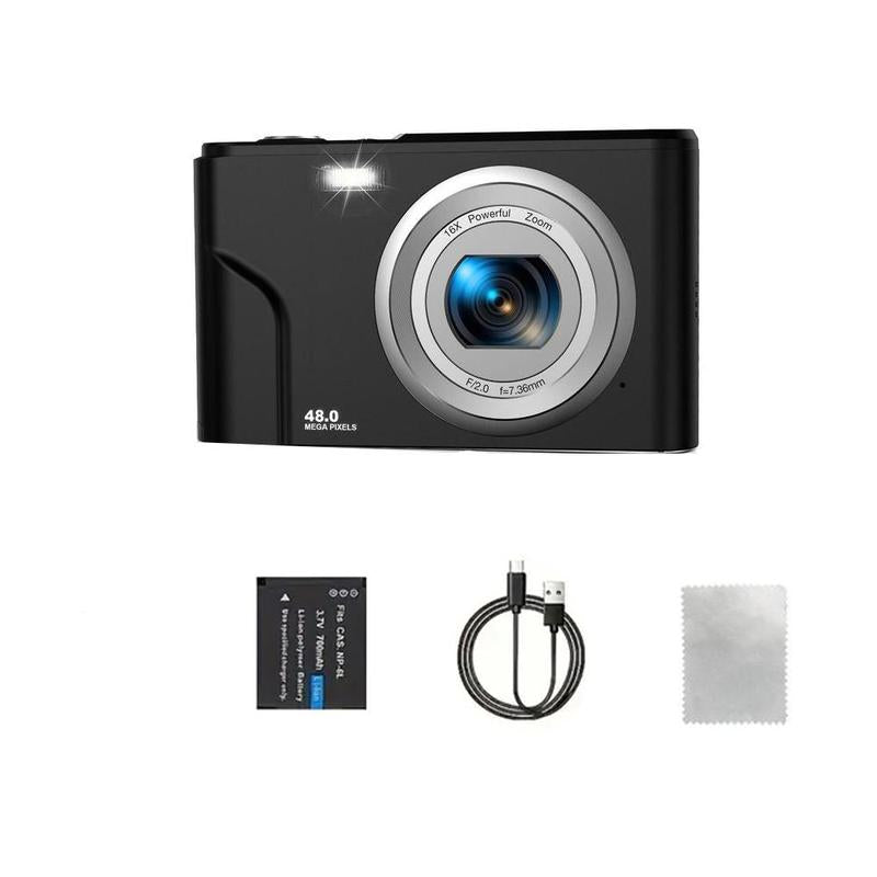 16X Digital Camera, Rechargeable 1080P FHD Camera, High Speed TF Storage Card, 1 Count Digital Point and Shoot Camera with 16X Zoom anti Shake for Boys Girls, Tech Gadgets