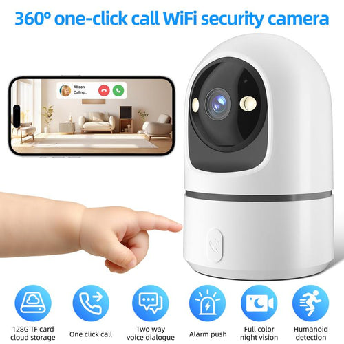 Baby Indoor Security Camera 1296P, Wireless Wifi Home Surveillance Camera, Pet/Baby Monitor Camera, 360° Pan-Tilt Rotation, 2.4Ghz Wifi, One-Touch Calling, Pet/Baby Monitoring, Two-Way Audio, Pet/Home Security Camera Motion Detection Magnetic