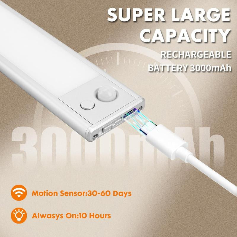 2-Pack LED Motion Sensor Under-Cabinet Lights L Wireless USB Rechargeable Kitchen Night Lights Wardrobe/Closet/Cabinet Lighting,Light Led,Waterproof Dimmable Outdoor String Lights