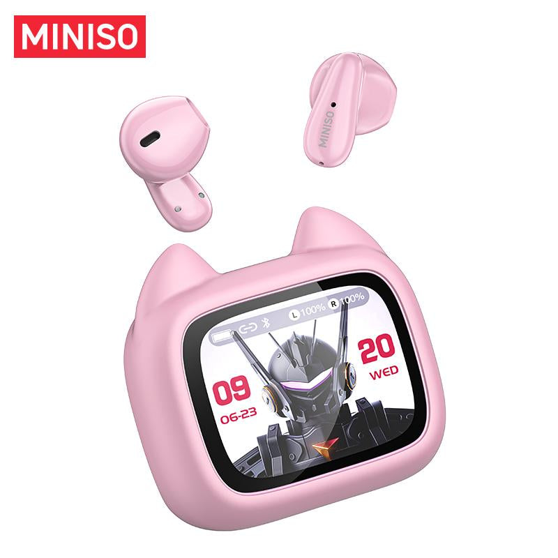 MINISO MS102 Bluetooth Headphones 6.0 with LED Display High-Fidelity Wireless IPX5 Waterproof Noise-Canceling Microphone Stereo In-Ear for Office Sports Study