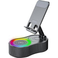 Cell Phone Stand with Wireless Bluetooth Speaker and Anti-Slip Base HD Surround Sound, Adjustable Foldable Holder, Perfect for Home and Outdoors with Bluetooth Speaker for Desk Compatible with Iphone/Ipad/Samsung Galaxy, Birthday Gift & Gifts for Man