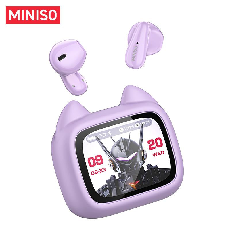 MINISO MS102 Bluetooth Headphones 6.0 with LED Display High-Fidelity Wireless IPX5 Waterproof Noise-Canceling Microphone Stereo In-Ear for Office Sports Study