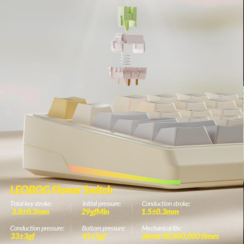 SOLAKAKA KI99 Pro 96% Wireless Mechanical Gaming Keyboard RGB Backlit Tri-Mode Hot-Swappable Gasket Structure Creamy Beige White for PC Laptop Fallfreshness