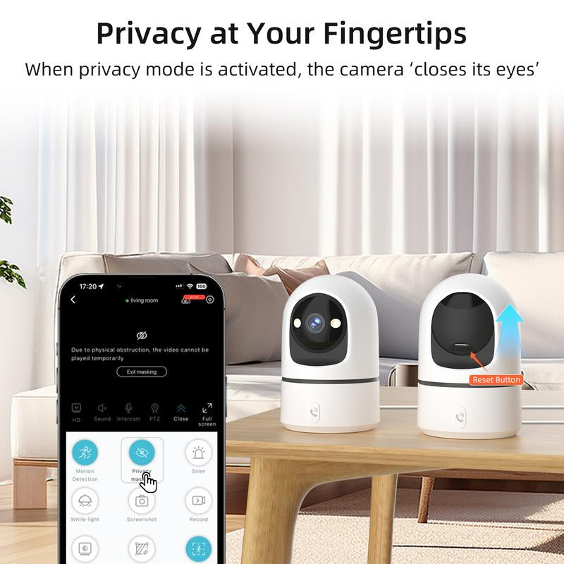 Baby Indoor Security Camera 1296P, Wireless Wifi Home Surveillance Camera, Pet/Baby Monitor Camera, 360° Pan-Tilt Rotation, 2.4Ghz Wifi, One-Touch Calling, Pet/Baby Monitoring, Two-Way Audio, Pet/Home Security Camera Motion Detection Magnetic