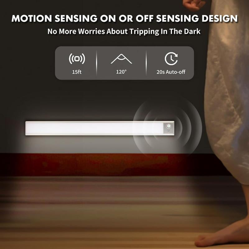 2-Pack LED Motion Sensor Under-Cabinet Lights L Wireless USB Rechargeable Kitchen Night Lights Wardrobe/Closet/Cabinet Lighting,Light Led,Waterproof Dimmable Outdoor String Lights