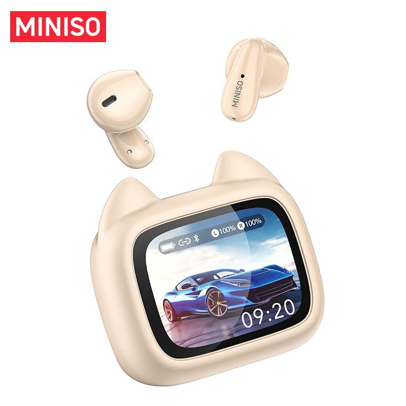 MINISO MS102 Bluetooth Headphones 6.0 with LED Display High-Fidelity Wireless IPX5 Waterproof Noise-Canceling Microphone Stereo In-Ear for Office Sports Study