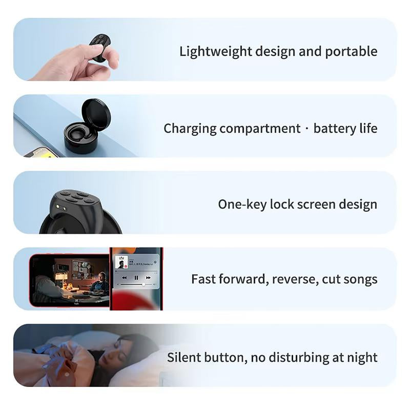 Fingertip Wireless Bluetooth Remote Control, Remote Control for Tiktok Scrolling Ring Remote Control, Remote Control App Page Turner, Scrolling Rings Rechargeable Camera Remote